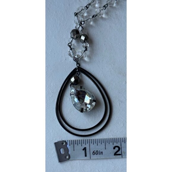 Unbranded Beaded Fashion Jewelry Necklace Black w/Silver Tone & Clear - Picture 4 of 6